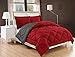 Elegant Comfort All Season Comforter and Year Round Medium Weight Super Soft Down Alternative Reversible 3-Piece Comforter Set, King, Burgundy/Grey