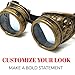 Steampunk Victorian Goggles Rave Glasses in Vintage Gold, Costume Accessory,UV Glow neon Blue Lenses