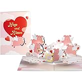 Lovepop Valentine's Day Pop-Up Card with Music & LED Lights for Her and Him - 3D Light-Up Greeting Cards for Boys, Girls, Men, Women - Hogs and Kisses - 5" x 7" Card - Blank Notecard & Envelope Included