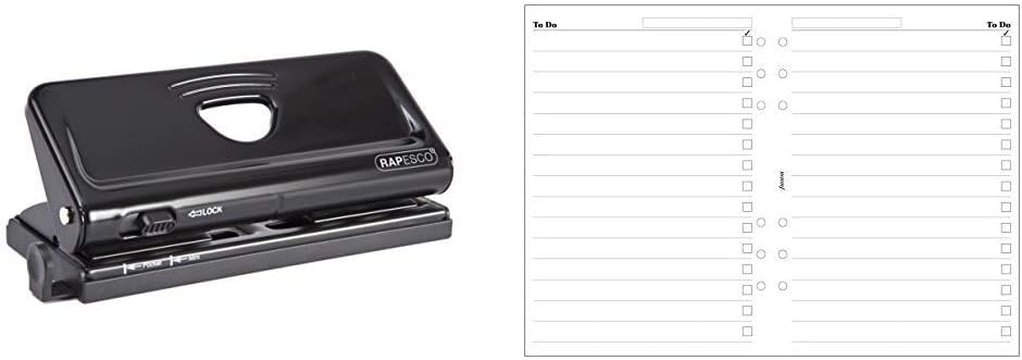 Rapesco 1342 Adjustable 6-Hole Organiser/ Diary Punch (Black) &Filofax A5 To Do