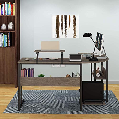 Ruitta Reversible Computer Corner Desk 58" L Shaped Desk, Corner Gaming