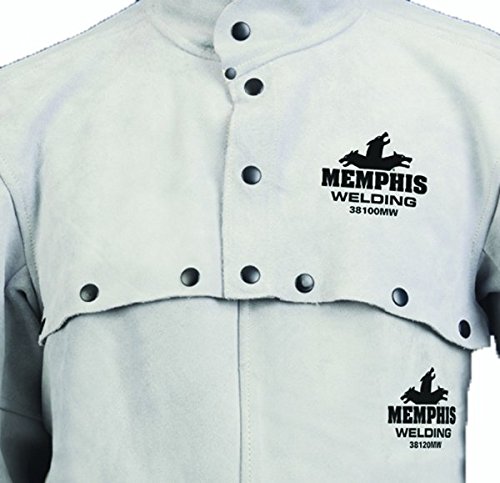 MCR Safety 38100MWXL Memphis Split Cow Leather Welding Cape Sleeve with Open Back, Gray, X-Large - Thumbnail 2