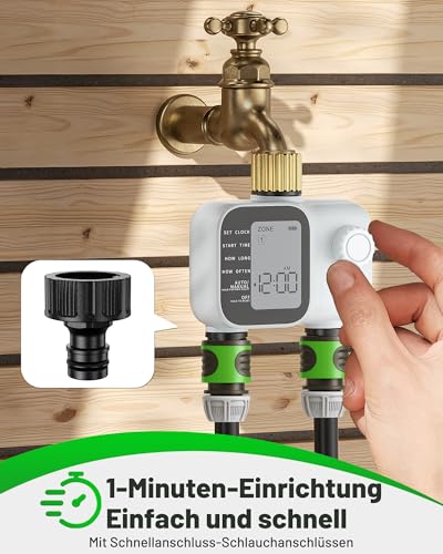 Unistyle Irrigation Computer 2 Outputs | New Edition 2026 - Automatic Garden Watering, Easy and Intuitive Operation, Brass Connection in Heavy Design, Flexible Irrigation Programs