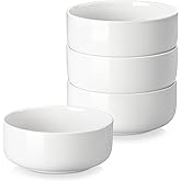 MALACASA 24 OZ Cereal Bowls, 5.8 Inch Soup Bowls Ceramic Bowl Sets of 4, Breakfast Bowls Set for Kitchen, Dishwasher Microwave Oven Safe, White, Series LUNA