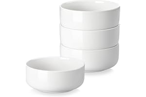 MALACASA 24 OZ Cereal Bowls, Porcelain Soup Oatmeal Bowls Ceramic Bowls Set of 4 Dishwasher Microwave Oven Safe, White, Serie