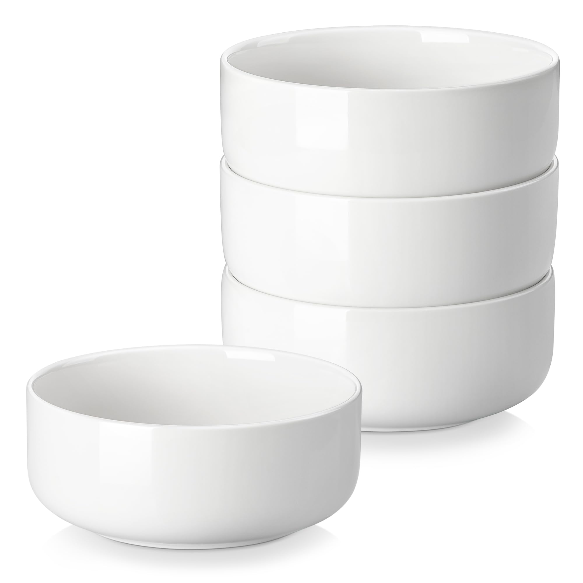 Photo 1 of *** 1 missing*** MALACASA 24 OZ Cereal Bowls, 5.8 Inch Soup Bowls Ceramic Bowl Sets of 4, Breakfast Bowls Set for Kitchen, Dishwasher Microwave Oven Safe, White, Series LUNA