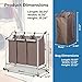 STORAGE MANIAC 3-Section Laundry Sorter, Heavy Duty Rolling Laundry Cart, Triple Divider Laundry Hamper Sorter, Dark Brown