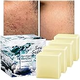 4 PC- ONIYEA Sea Salt Handmade Bar Soap 3.5 Oz Each, Natural Goat's Milk, All Skin Types, Exfoliating Acne Deeply Clean Problem Skin, Body/Face/Hand Wash Skincare, Women Men Birthday Mother Valentine