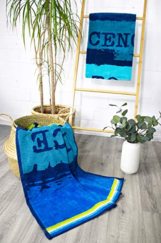 jilda-tex Strandtuch 90x180 cm Badetuch Strandlaken Handtuch 100% Baumwolle Velours Frottier Pflegeleicht (Chill) – Bild 3