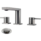 Luxury Brass Widespread Bathroom Sink Faucets for 3 Hole 2-Handle 8 Inch Deck Vanity Faucet & Stainless Steel Pop-up Drain Assembly, Brushed Nickel