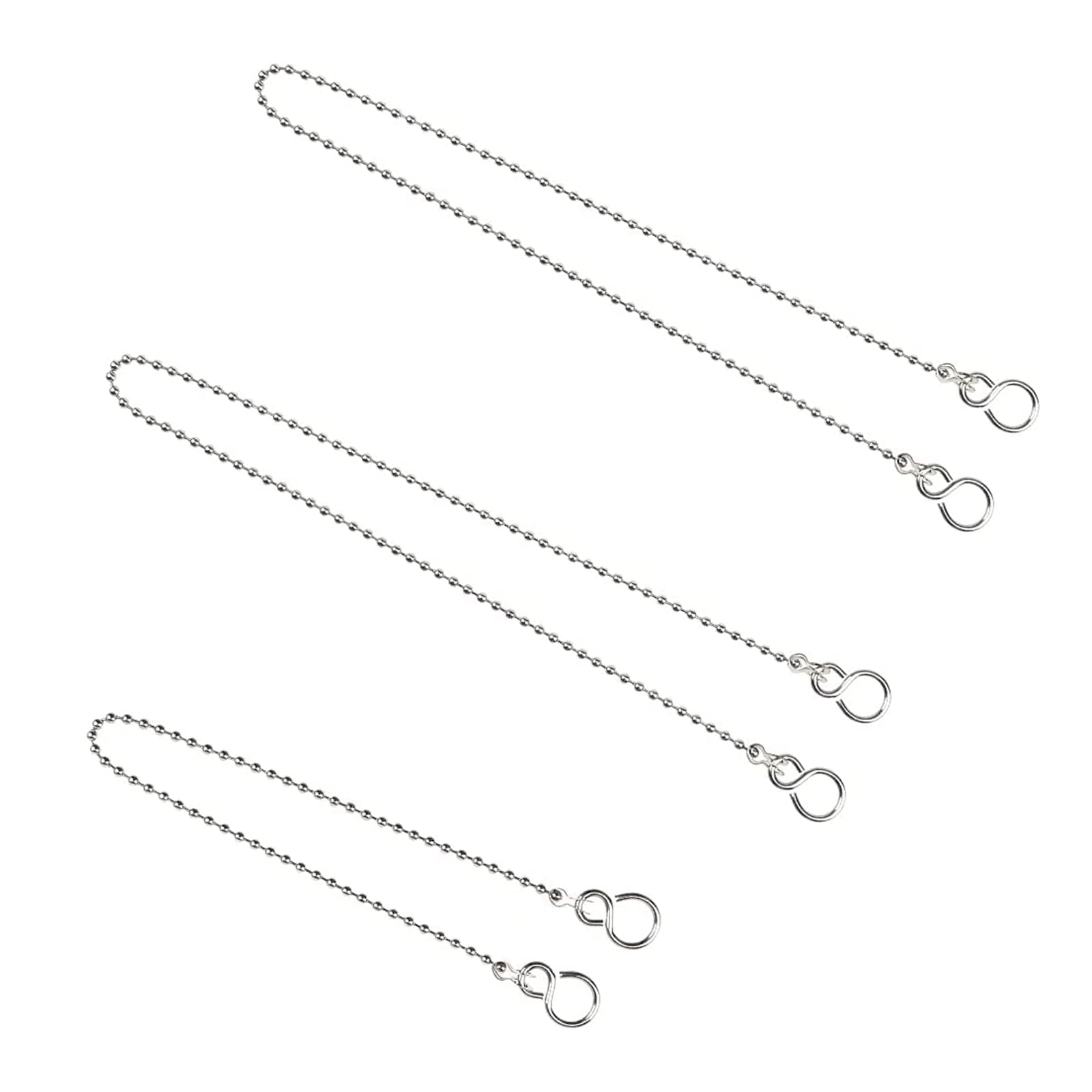 Bath Plug Chain, Ball Type Plug Chains, Bathtub Sink Stopper Chain, Bath Ball Type Chain Link with S Hook, Stainless Steel Sink Plug Chain Basin Chain Replacement, Bath Plug Chain, 35cm 65cm, 3 Pieces