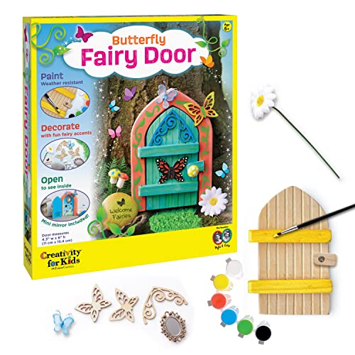 Creativity for Kids Butterfly Fairy Door Kit - Painting Arts and Crafts for Kids, Creative Gifts for Girls and Boys (Ages 6+)