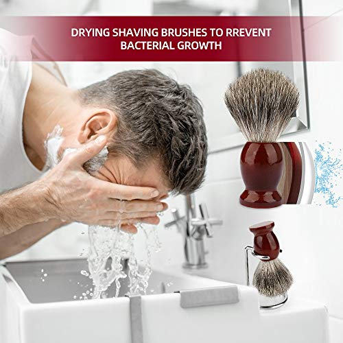 image for Shaving Brush Stand Kit for Men, INTSUN 2in1 Pure Badger Hair Shaving