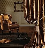 IYUEGO Traditional Jacquard Faux Silk Multi Floral Grommet Top Curtain Draps 50