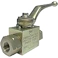 MHA-Zentgraf German Carbon Steel High Pressure Ball Valve, 1/4” NPT Female Threaded, up to 7000 PSI (500 Bar), BKH Type Hydraulic Flow Control Valve, 2 Port Shut-Off Valve