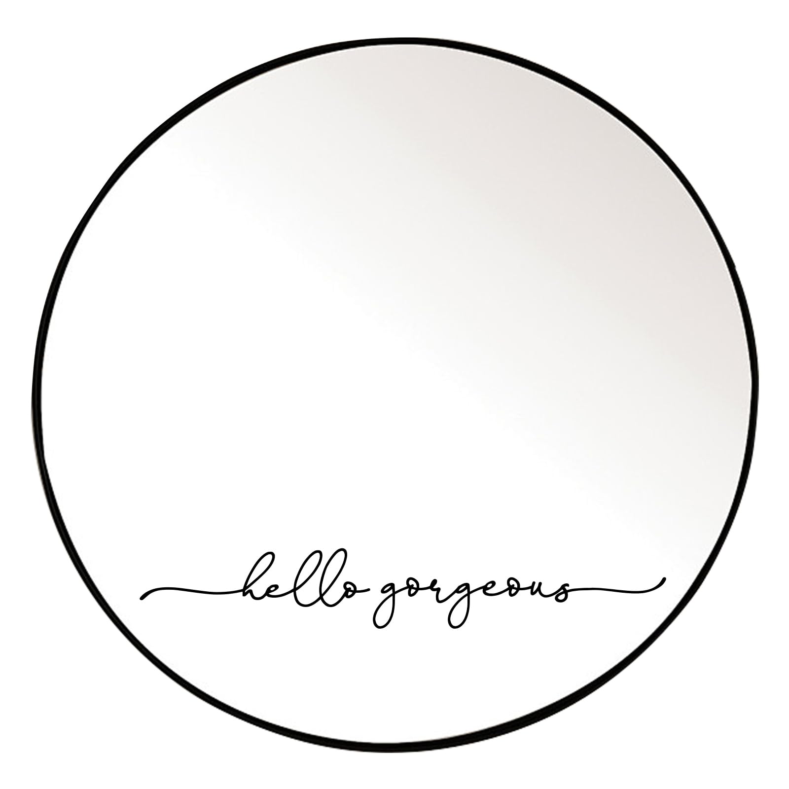 Photo 1 of “Hello Gorgeous” Vinyl Mirror Decal – 18x2.7 Inch Bathroom Wall Decor Sticker, Inspirational Quote, Vinyl Only