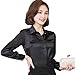 YOUMU Women Satin Silk Long Sleeve Button-Down Shirt Formal Work Silky Blouse Top