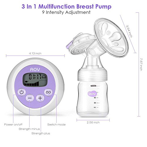 AOV Electric Breast Pump Breastfeeding Pump Double/Single Milk Pump 9 Suction Mode with Screen