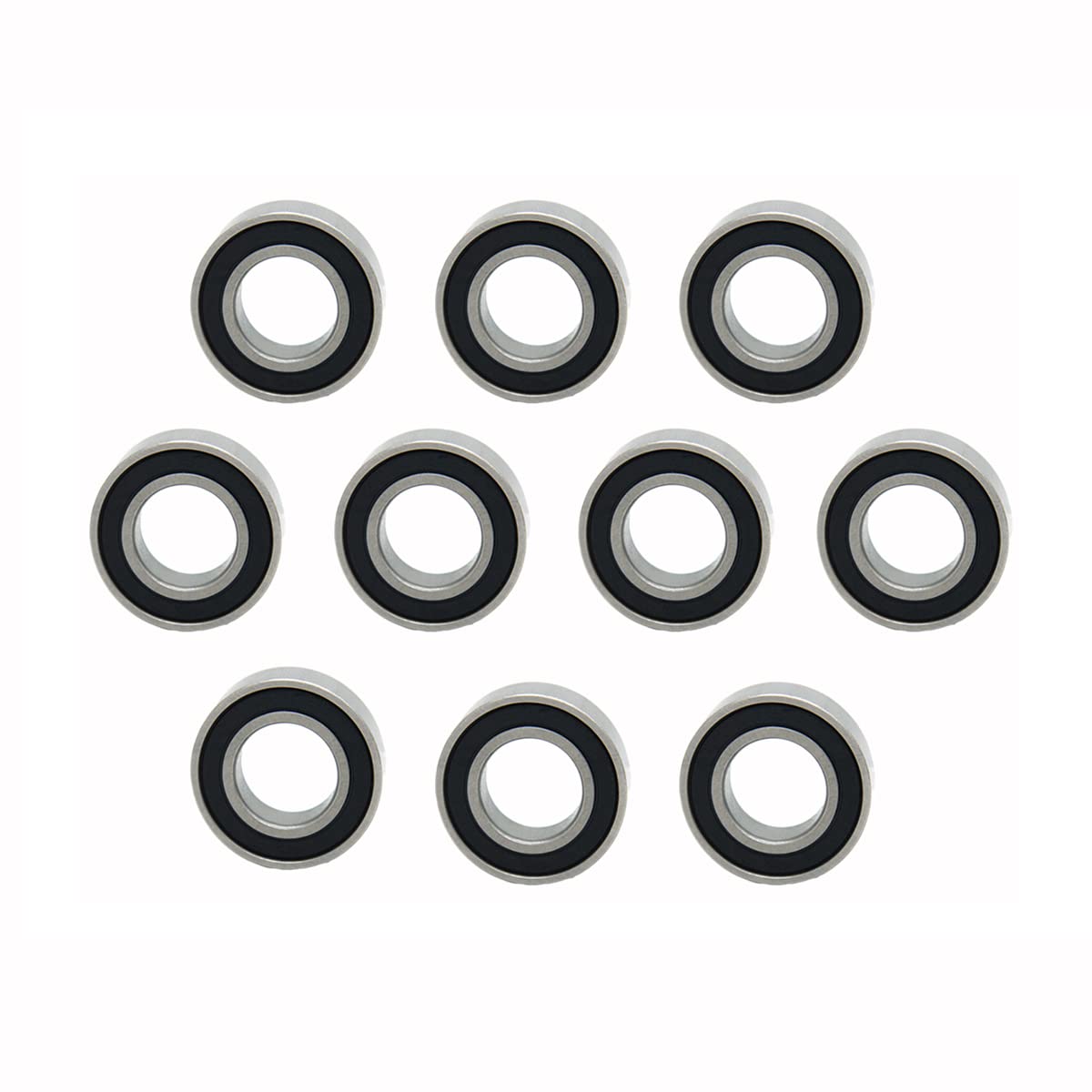 10 Pcs Deep Groove Ball Bearing Rubber Cover Bearing Ball Bearings 6001RS 12x28x8mm Pre-Lubricated Bearings High-Carbon Steel Silver
