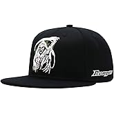 ADJUEMB Classic Snapback Hats Skull Embroidery Adjustable Flat Bill Hat Unisex Baseball Caps