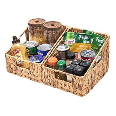 GRANNY SAYS Hand-Woven Water Hyacinth Storage Baskets, Wicker Baskets for Living Room, Trapezoid Decorative Baskets, 7.7… 5109ftllfLL