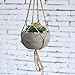 MyGift 4 x 7 Inch Industrial Urban Clay Hanging Round Pot with Knotted Rope Hanger