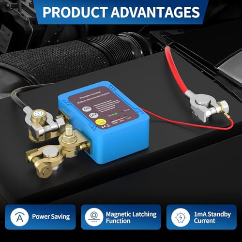 12V 240A Remote Battery Disconnect Switch, Kill Switch for Cars, Trucks, and RVs, Anti-Theft Car Kill Cut Off Switch, Prevents Battery Drain, Remote Battery Kill Switch