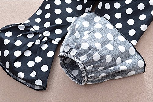 Toddler Girls Off Shoulder Denim Tops+ Dot Print Bellbottoms Outfit Set Size 18-24 Months/Tag90 (Blue)