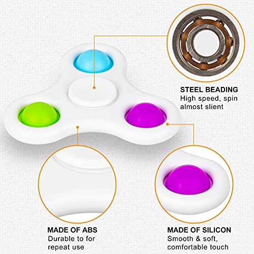 Magicalmai 4pcs Fidget Spinners Simple Dimple, 2 in 1 Popping Fidget Toys Sensory Therapy Popper Portable Stress Relief Hand Toys for Kids and Adults in Office Home School