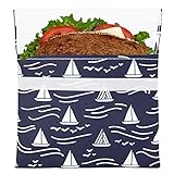 Lunchskins Reusable Velcro Sandwich Bag, Navy Boat