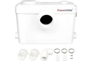 FAVORCOOL 600W Toilet Upflush Pump,Macerator Sewage Pump for Basement Bathroom and Off-Grid RV Toilets Shower,Sewerage Grinder Sump Pump Waste Water Pressure Disposal Shower Laundry Sink Marine Toilet