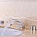 Senlesen Widespread LED Bathroom Waterfall Basin Faucet Dual Handle Bathroom Sink Faucet Brushed Nickel