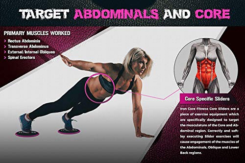 Exercise Sliders for Fitness Strength and Fat Loss. The Ab Workout Equipment for Women and Men Used by Trainers as Core Workout Equipment. Gymnastics Sliders Body Sliders for Working Out on Carpet