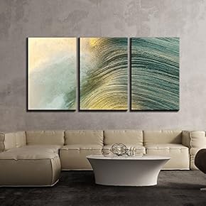 3 Piece Canvas Wall Art - Close Up of Sea Wave - Modern Home Art Stretched and Framed Ready to Hang - 16"x24"x3 Panels
