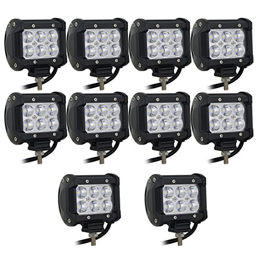 Willpower 10 Pieces 18W 4 inch LED Work Light Bar Spot Driving Fog Lamps for Truck Car ATV SUV 4X4 Vehicle Truck Driving Lamp (4 in Spot)