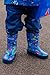 OAKI Kids Rubber Rain Boots with Easy-On Handles, Blue Dino, 1Y US Little Kid