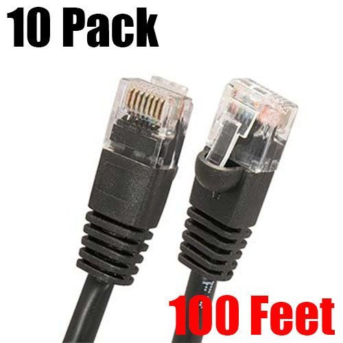 iMBAPrice 15' Cat5e Network Ethernet Patch Cable, 10 Pack, Black (IMBA-CAT5-15BK-10PK)