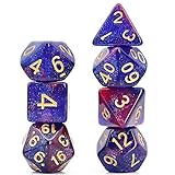 cusdie Polyhedral Dice Sets DND Acrylic Galaxy Dice for Dungeons and Dragons Pathfinder RPG MTG Table Gaming Dice(Blue&Purple)
