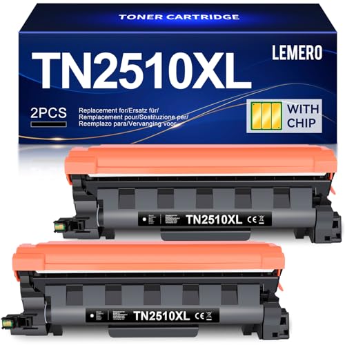 Lemero TN2510XL Toner Compatible for Brother MFC-L2827dw MFC-L2800dw MFC-L2827DW HL-L2400DW MFC-L2835DW HL-L2400DWE MFC-L2860DWE DCP-L2660DW HL-L2445DW FOR 25 10 toner toner (and 2 Black