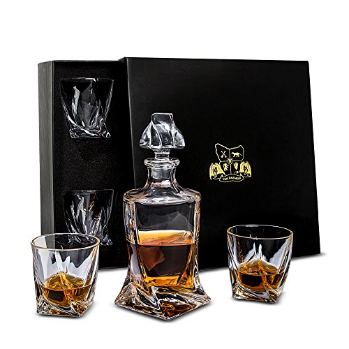 Van Daemon Crystal Whisky Decanter (750ml) and Set of 4 Glasses (300ml