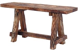 The Urban Port Wooden Garden Patio Bench with Retro Etching