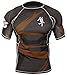 Hayabusa Metaru 47 Silver Short Sleeve BJJ Rash Guards (Black/Brown, S)