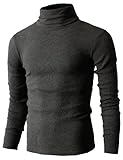 H2H Men's Basic Ribbed Cotton Thermal Turtleneck T-Shirts