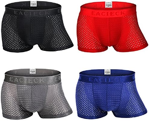 SexRt Men’s Breathable Mesh Underwear Cool Dry Boxer Briefs,NNK005,4 piece black,M