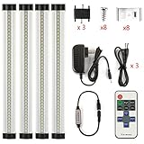 LXG 12in Dimmable LED Under Cabinet Lighting, 12W 2700K Warm White 1000LM, Clear Cover Led Strips,11key IR Remote Control 4 Pack