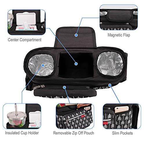 image for Lekebaby Baby Stroller Organizer with Insulated Cup Holders Universal 