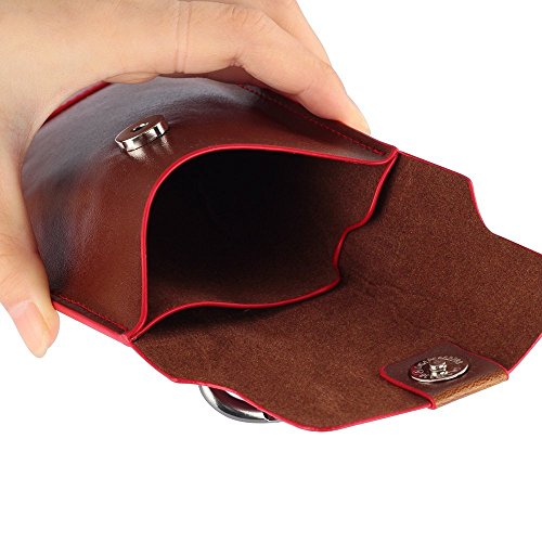 Cell phone Purse Bag by Rinastore, Crazy Horse Pattern Leather Wallet Side Pouch Waist Bag with Carabiner Hook for Apple iPhone/Samsung Galaxy Series and Other Phones under 6.5 inches (Maroon)