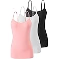 Air Curvey Seamless Adjustable Camisole Built in Shelf Bra 2/3 Pack Cotton Layering Undershirts Soft Casual Tops