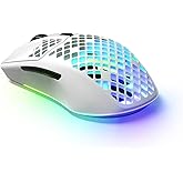 SteelSeries Aerox 3 Wireless - Holey RGB Gaming Mouse - Ultra-lightweight Water Resistant Design - 18K DPI TrueMove Air Optical Sensor -Snow