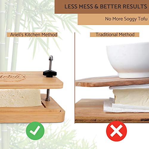 Arieli's Kitchen Bamboo Tofu Press Easily Drain Water from Firm Tofu